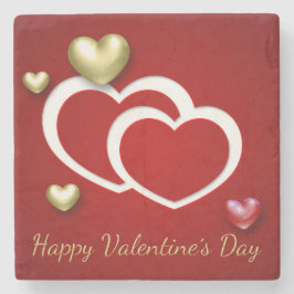 Modern Red Gold Valentijn Hearts Stenen Onderzetter