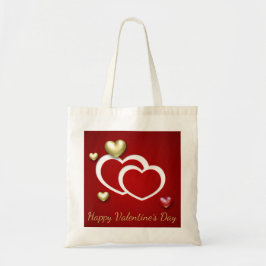 Modern Red Gold Valentijn Hearts Tote Bag