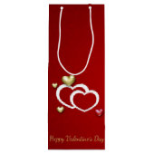 Modern Red Gold Valentijn Hearts Wijn Cadeautas (Achterkant)