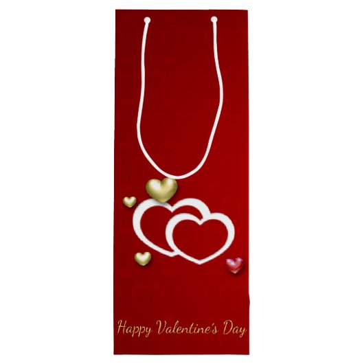 Modern Red Gold Valentijn Hearts Wijn Cadeautas (Achterkant)