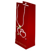 Modern Red Gold Valentijn Hearts Wijn Cadeautas (Achterkant Gekanteld)