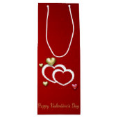Modern Red Gold Valentijn Hearts Wijn Cadeautas (Voorkant)