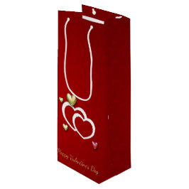 Modern Red Gold Valentijn Hearts Wijn Cadeautas