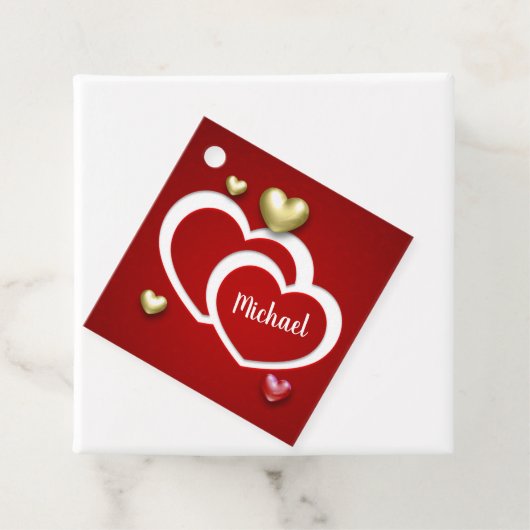 Modern Red Gold Valentijnsdag Hearts Bedankjes Labels (In situ)