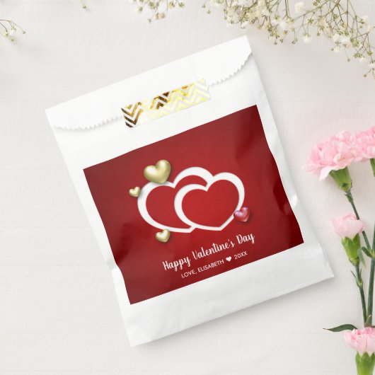 Modern Red Gold Valentijnsdag Hearts Bedankzakje (Gezegeld)