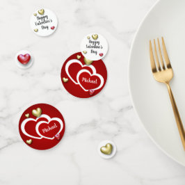 Modern Red Gold Valentijnsdag Hearts Confetti