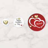 Modern Red Gold Valentijnsdag Hearts Confetti (Voorkanten)