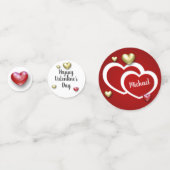 Modern Red Gold Valentijnsdag Hearts Confetti (Achterkanten)