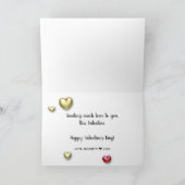 Modern Red Gold Valentijnsdag Hearts Feestdagen Kaart (Binnen)