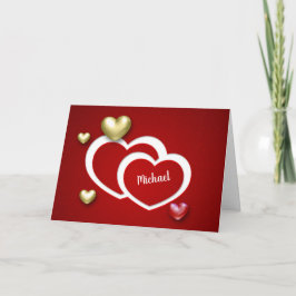 Modern Red Gold Valentijnsdag Hearts Feestdagen Kaart