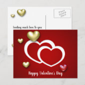 Modern Red Gold Valentijnsdag Hearts Feestdagenkaart (Voorkant / Achterkant)