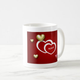 Modern Red Gold Valentijnsdag Hearts Koffiemok