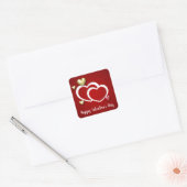 Modern Red Gold Valentijnsdag Hearts Vierkante Sticker (Envelop)