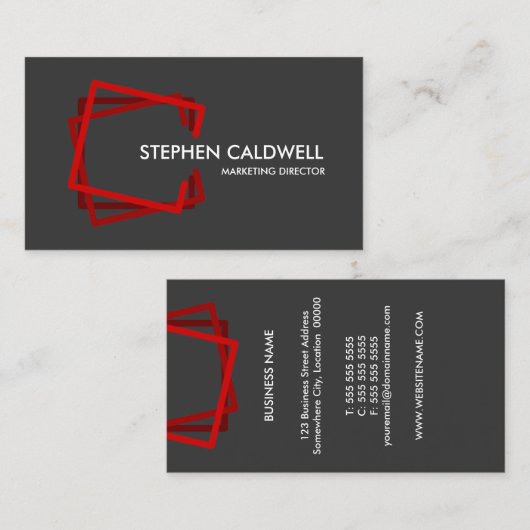 Modern Red Gray Professional Visitekaartje (Voorkant / Achterkant)