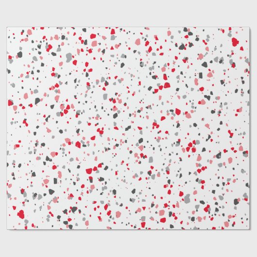 Modern Red Gray Terrazzo Pattern Cadeaupapier (Vlak)