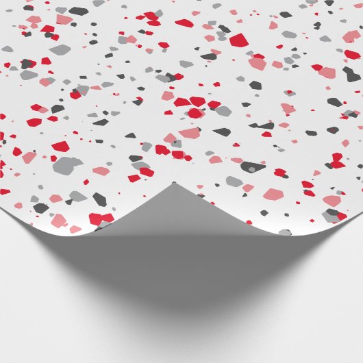 Modern Red Gray Terrazzo Pattern Cadeaupapier (Hoek)