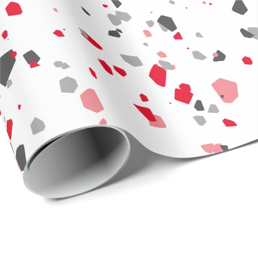 Modern Red Gray Terrazzo Pattern Cadeaupapier (Rol Hoek)