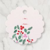 Modern Red & Green Christmas Floral Pattern Bedankjes Labels (Voorkant)