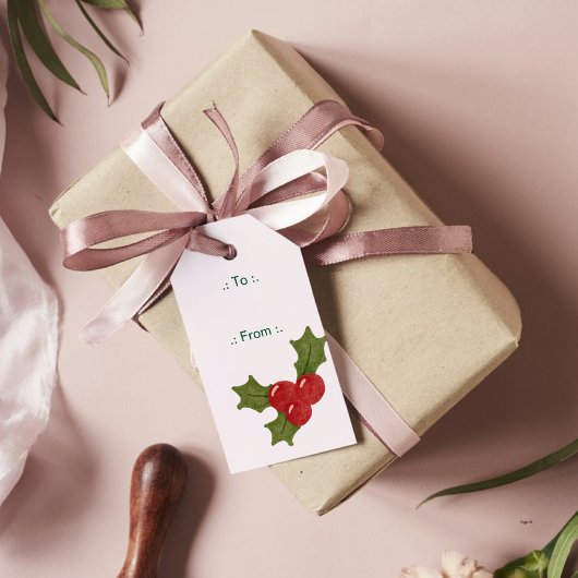 Modern Red & Green Christmas Floral Pattern Cadeaulabel