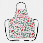 Modern Red & Green Christmas Floral Pattern Schort (Voorkant)