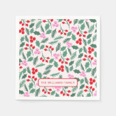 Modern Red & Green Christmas Floral Pattern Servet (Voorkant)