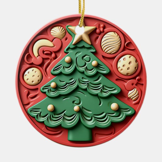 Modern Red Green Christmas Tree Ornament (Voorkant)