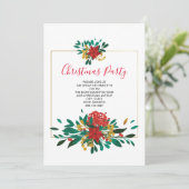 Modern Red Green & Gold Kerstfeest Bouquet Party Kaart (Staand voorkant)
