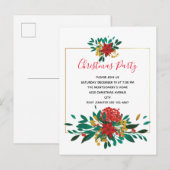 Modern Red Green & Gold Kerstfeest Bouquet Party Uitnodiging Briefkaart (Voorkant / Achterkant)