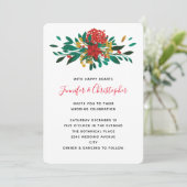 Modern Red Green & Gold Kerstfeest Bouquet Weddens Kaart (Staand voorkant)