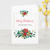 Modern Red Green & Gold kerstfeestdag Kaart (Gele Bloem)