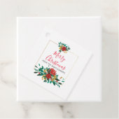 Modern Red Green & Gold KerstFloral Bedankjes Labels (In situ)