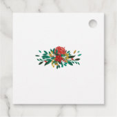 Modern Red Green & Gold KerstFloral Bedankjes Labels (Achterkant)