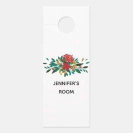 Modern Red Green & Gold KerstFloral Deurhanger