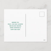 Modern Red Green & Gold KerstFloral Feestdagenkaart (Achterkant)