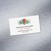 Modern Red Green & Gold KerstFloral Magnetisch Visitekaartje (Voorbeeld)