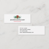 Modern Red Green & Gold KerstFloral Mini Visitekaartje (Voorkant / Achterkant)