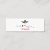 Modern Red Green & Gold KerstFloral Mini Visitekaartje (Voorkant)