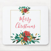 Modern Red Green & Gold KerstFloral Muismat (Voorkant)