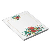 Modern Red Green & Gold KerstFloral Notitieblok (Schuin)