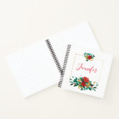 Modern Red Green & Gold KerstFloral Notitieboek (Binnen)