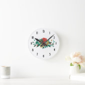 Modern Red Green & Gold KerstFloral Ronde Klok (Huis)