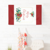 Modern Red Green & Gold KerstFloral Spandoek (Insitu)