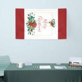 Modern Red Green & Gold KerstFloral Spandoek (Beurs)