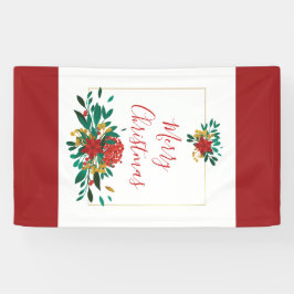 Modern Red Green & Gold KerstFloral Spandoek