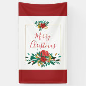 Modern Red Green & Gold KerstFloral Spandoek (Verticaal)
