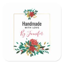 Modern Red Green & Gold KerstFloral