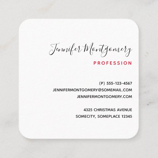 Modern Red Green & Gold KerstFloral Vierkante Visitekaartje (Achterkant)