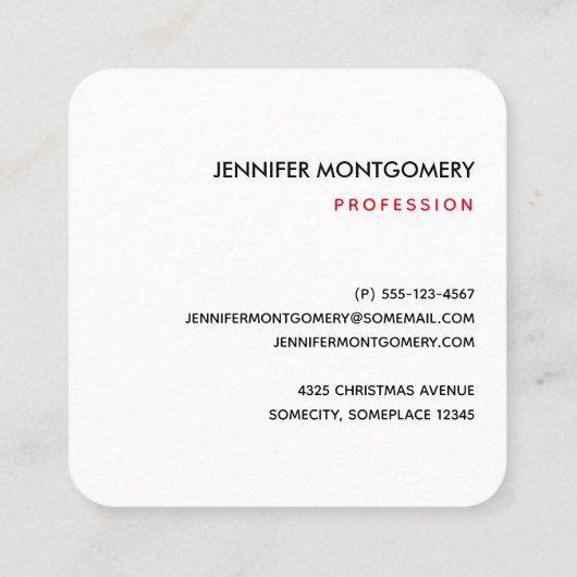 Modern Red Green & Gold KerstFloral Vierkante Visitekaartje (Achterkant)