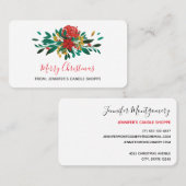 Modern Red Green & Gold KerstFloral Visitekaartje (Voorkant / Achterkant)