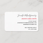 Modern Red Green & Gold KerstFloral Visitekaartje (Achterkant)